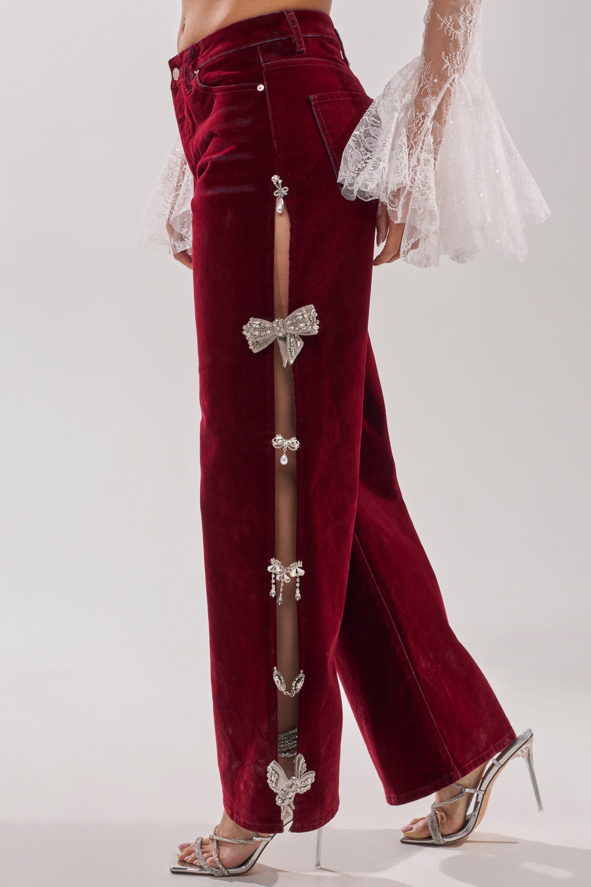 COVERED IN DIAMONDS RELAXED VELVET DENIM