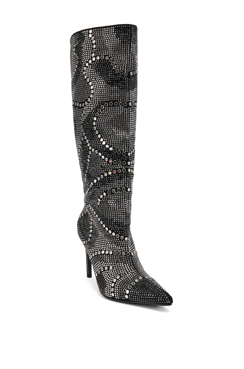 AZALEA WANG ISILDA BLACK MULTI SEQUIN STILETTO BOOT