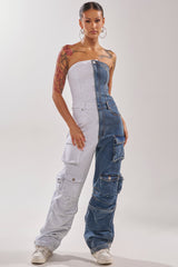SPLIT DECISION DENIM JUMPSUIT