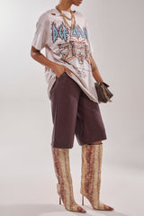 AZALEA WANG MADEYE NUDE SNAKE STILETTO BOOT