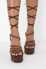 AZALEA WANG GIRLS NIGHT STILETTO SANDAL IN BROWN