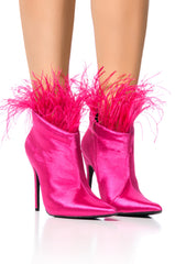 AZALEA WANG KAYLYNN FEATHER BOOTIE IN FUSCHIA