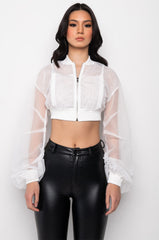BELLA LUNA SHEER STACKED ARM BOMBER