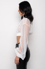 BELLA LUNA SHEER STACKED ARM BOMBER