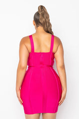 CHARLOTTE BANDAGE SCOOP NECK TANK DRESS FUCHSIA