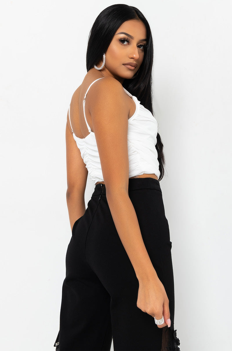 CROSS IT UP DOUBLE MESH TOP WHITE