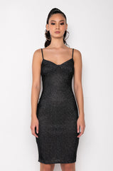 DISCO LOVER SHINE MIDI DRESS BLACK