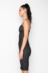 DISCO LOVER SHINE MIDI DRESS BLACK