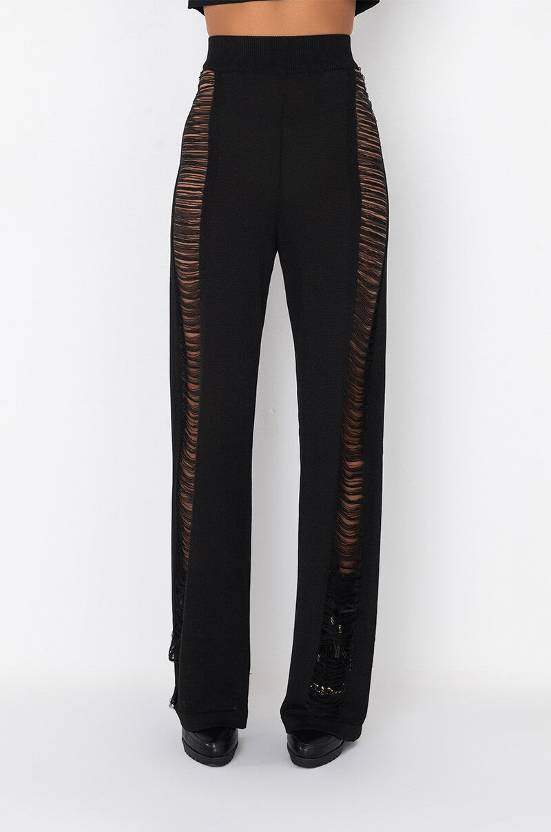 DISTRESS DETAIL WIDE LEG SWEATPANTS