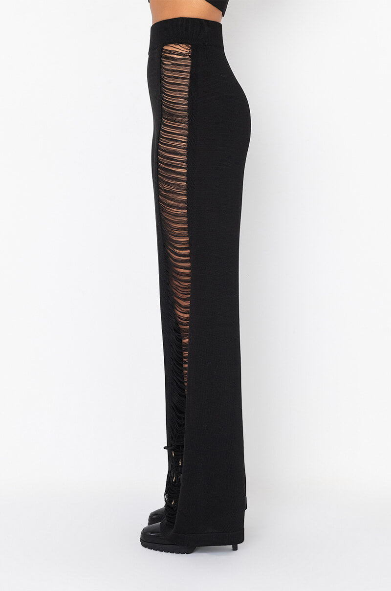 DISTRESS DETAIL WIDE LEG SWEATPANTS